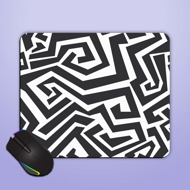 Monochrome Curved Lines Mouse Pad Zapvi