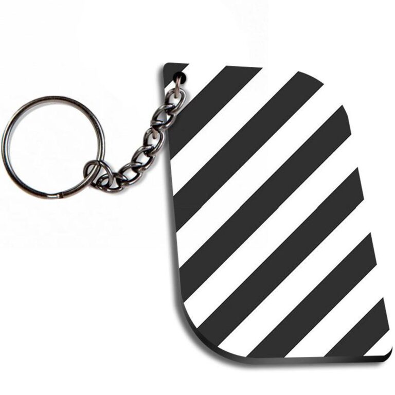 Black And White Crossline Curverectangle Keychain Zapvi