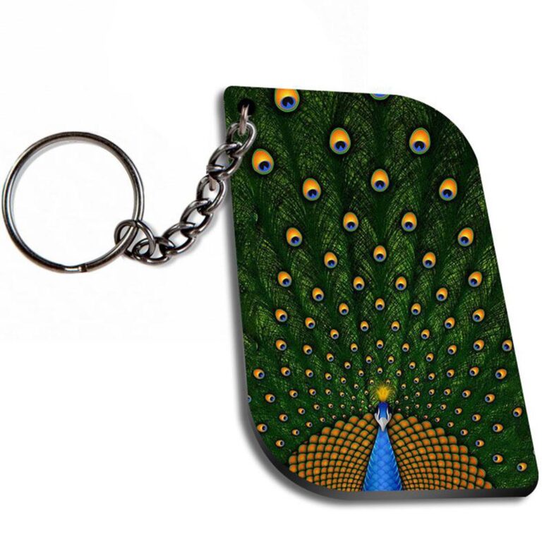 Peacock Art Curverectangle Keychain Zapvi