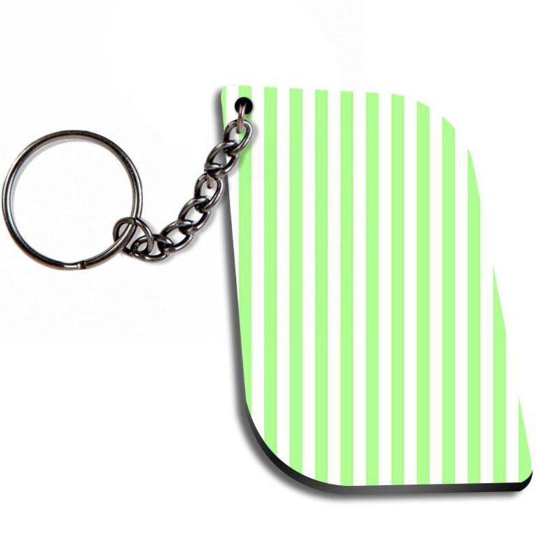 Light Green Stripe Curverectangle Keychain Zapvi