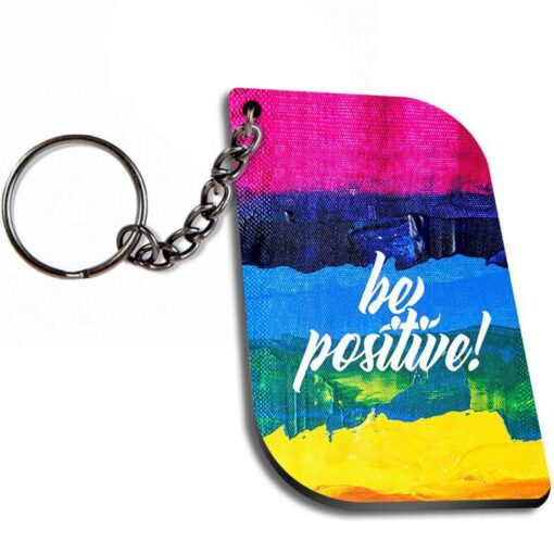 Be Positive Colorfull Curverectangle Keychain Zapvi