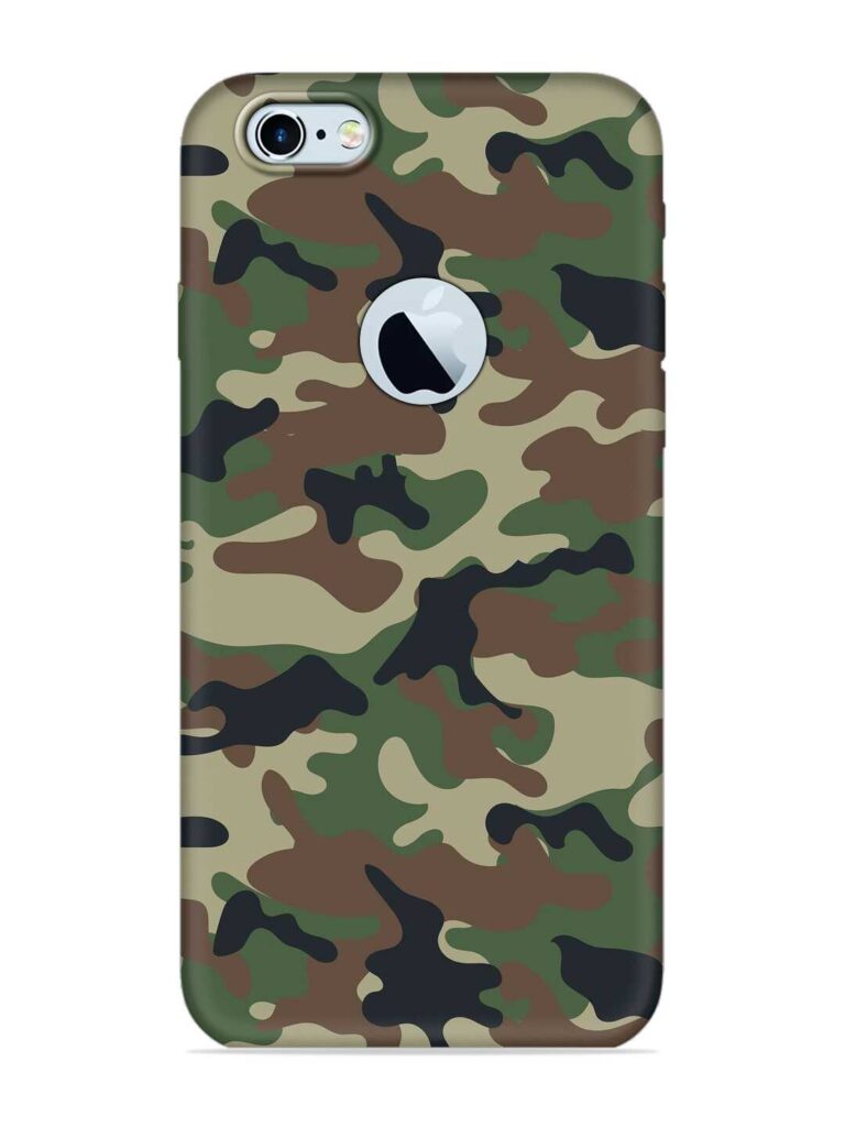 Army Military Camouflage Dark Green Soft Silicone Case for Apple iPhone 6s (Logo Cut) Zapvi