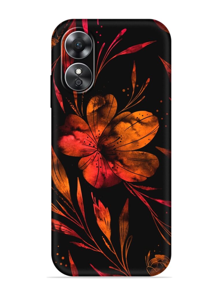 Red Flower Painting Soft Silicone Case for Oppo A17 Zapvi