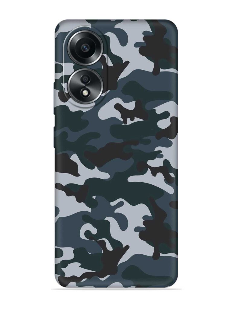 Dark Blue Army Military Art Soft Silicone Case for Oppo A38 Zapvi
