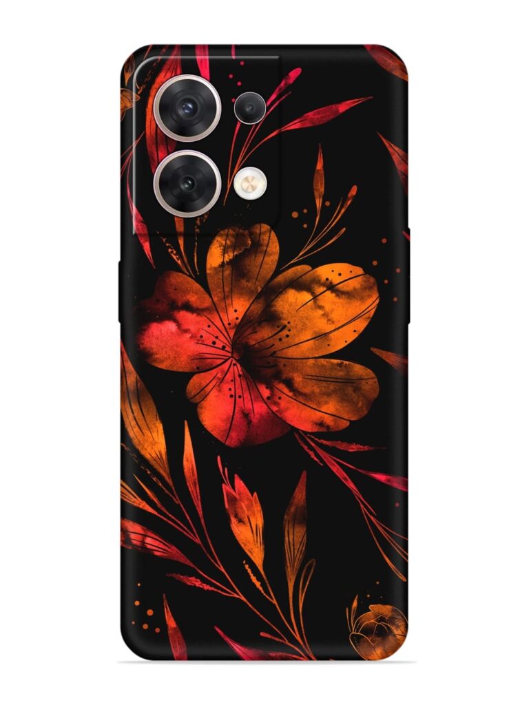 Red Flower Painting Soft Silicone Case for Oppo Reno 8 (5G) Zapvi