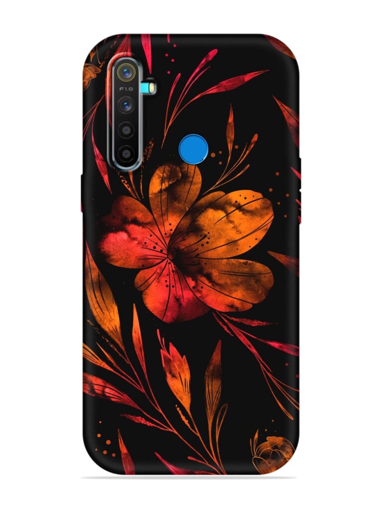 Red Flower Painting Soft Silicone Case for Realme 5 Pro Zapvi