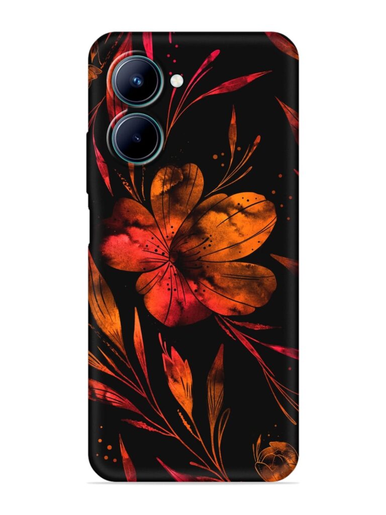 Red Flower Painting Soft Silicone Case for Realme C33 Zapvi