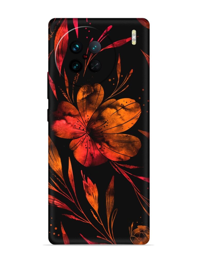 Red Flower Painting Soft Silicone Case for Vivo X90 Pro Zapvi