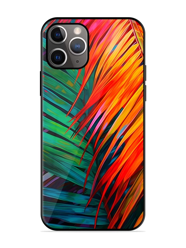 Painted Tropical Leaves Glossy Metal TPU Case for Apple Iphone 11 Pro Max Zapvi