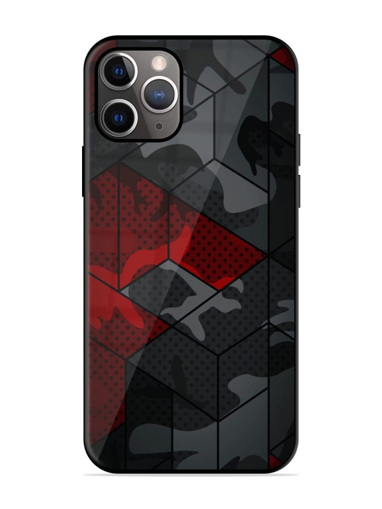 Red And Grey Pattern Glossy Metal TPU Case for Apple Iphone 11 Pro Max Zapvi