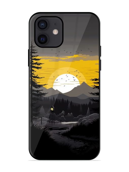 Sunset Vector Glossy Metal Phone Cover for Apple Iphone 12 Zapvi
