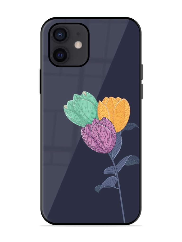 Flower Vector Glossy Metal Phone Cover for Apple Iphone 12 Zapvi
