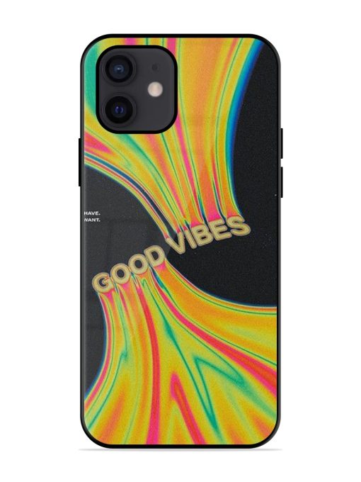 Good Vibes Glossy Metal Phone Cover for Apple Iphone 12 Zapvi