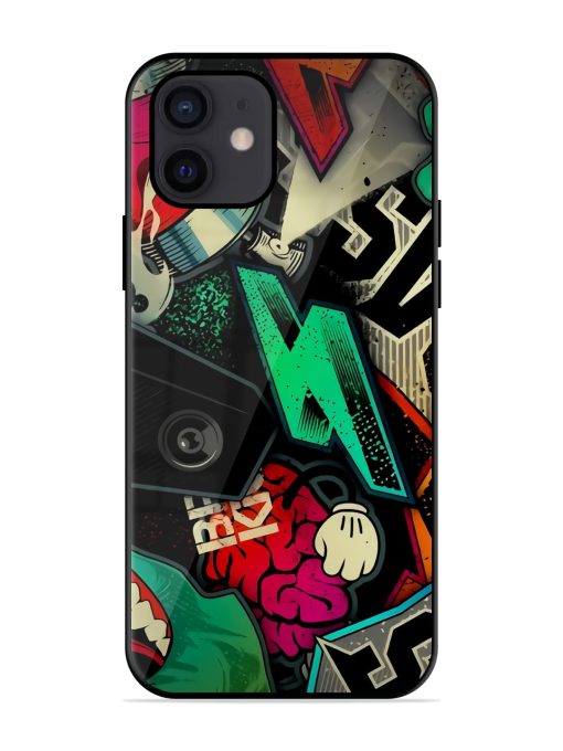 Graffiti Art Glossy Metal Phone Cover for Apple Iphone 12 Zapvi