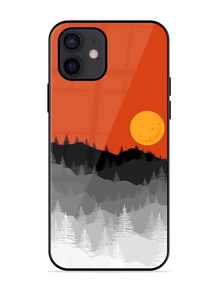 Mountain Lofi Sun Glossy Metal Phone Cover for Apple Iphone 12 Zapvi