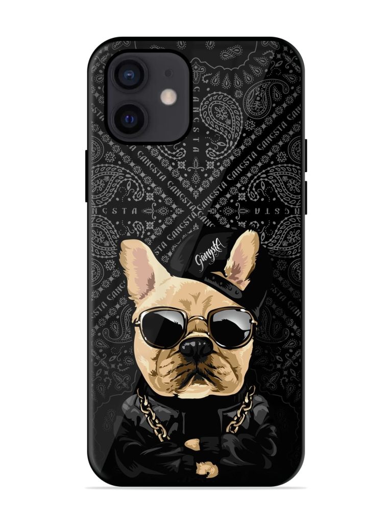 Gangsta Cool Sunglasses Dog Glossy Metal Phone Cover for Apple Iphone 12 Zapvi
