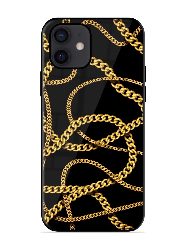 Decorative Golde Chain Glossy Metal Phone Cover for Apple Iphone 12 Zapvi