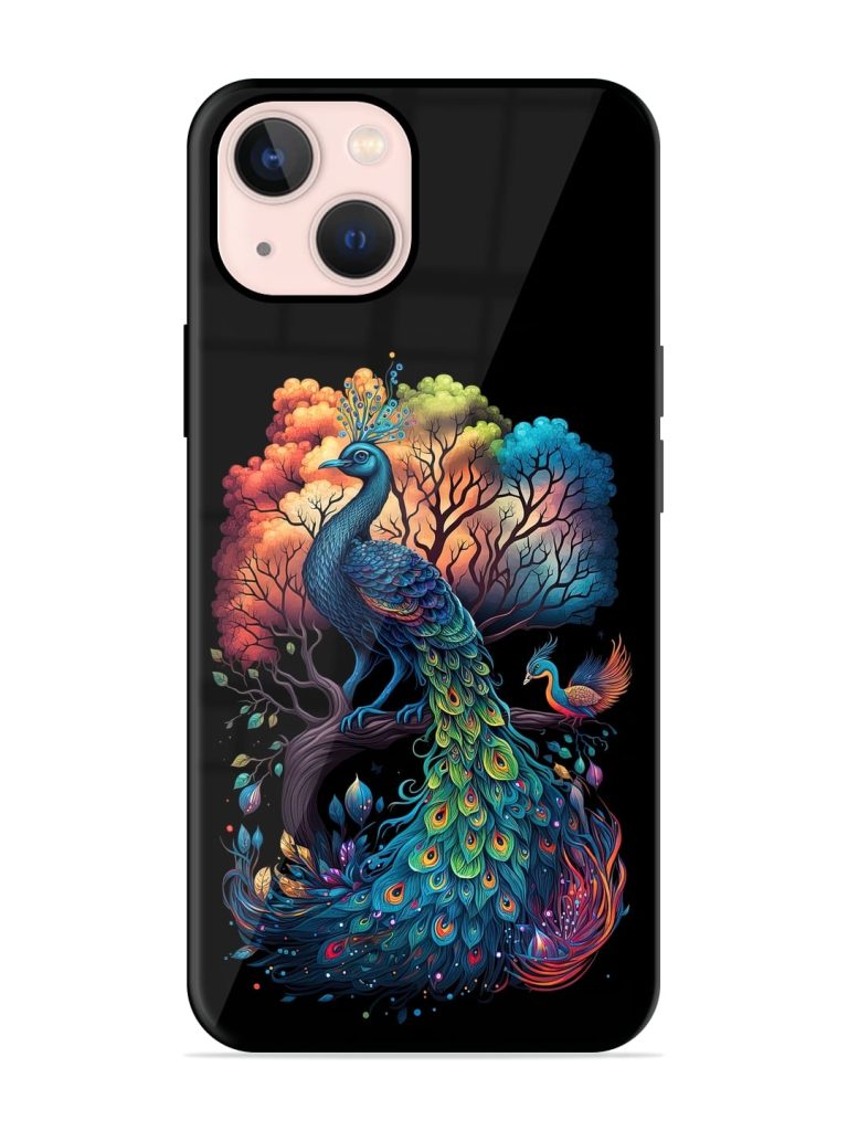 Peacock Tree Art Premium Glass Case for Apple Iphone 13 Mini Zapvi