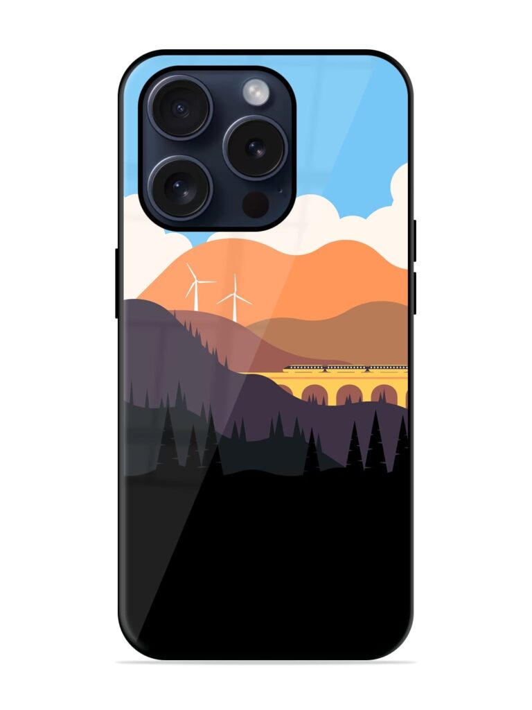Minimal Mountain Vector Premium Glass Case for Apple Iphone 15 Pro Zapvi
