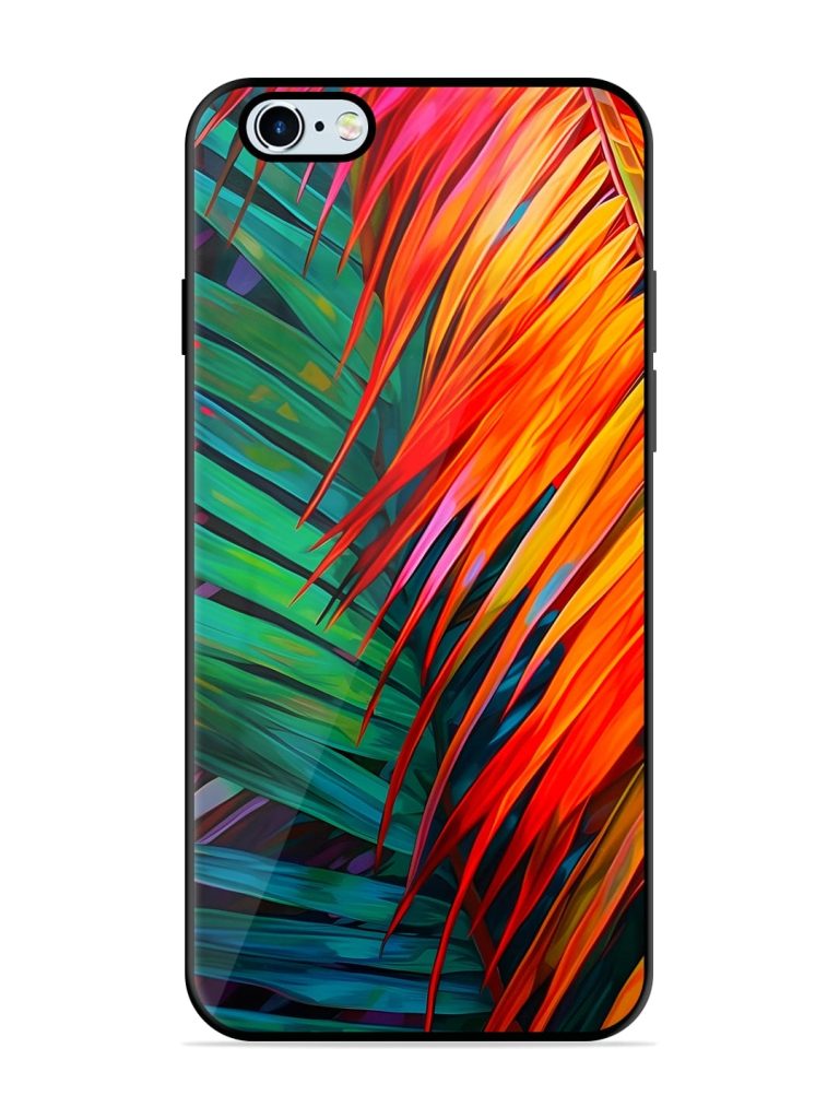 Painted Tropical Leaves Premium Glass Case for Apple Iphone 6s Zapvi