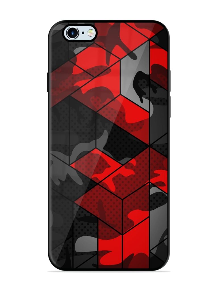 Royal Red Camouflage Pattern Premium Glass Case for Apple Iphone 6s Zapvi