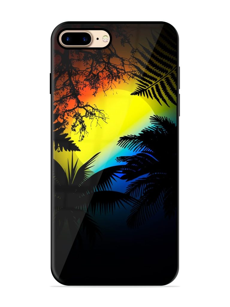 Colorful Sunset With Palm Trees Premium Glass Case for Apple Iphone 7 Plus Zapvi