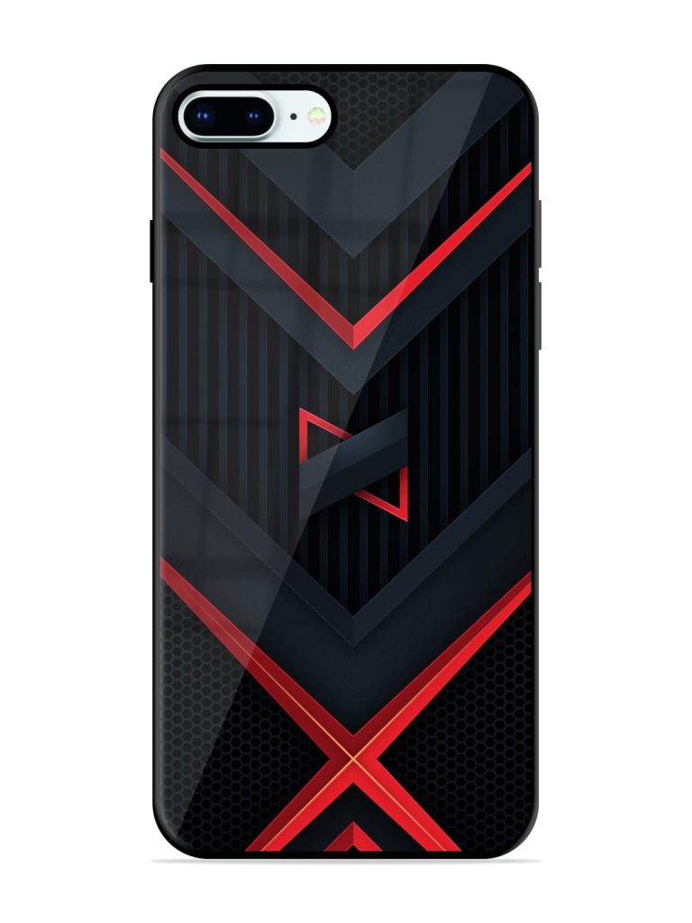 Red Gray Abstract Premium Glass Case for Apple Iphone 8 Plus Zapvi