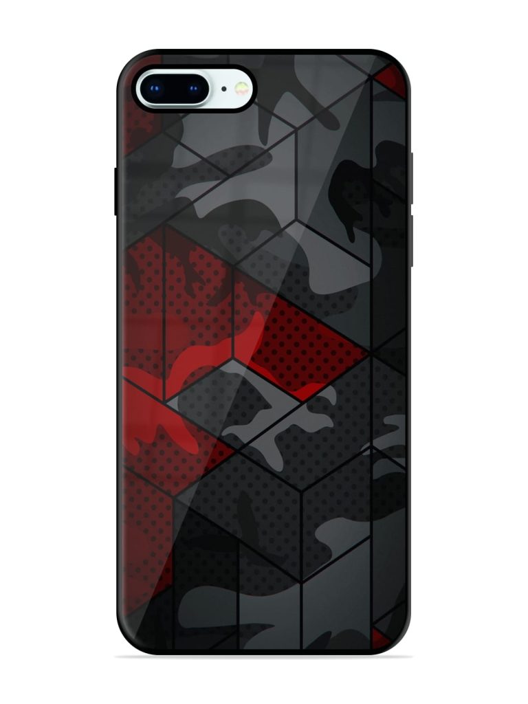 Red And Grey Pattern Premium Glass Case for Apple Iphone 8 Plus Zapvi