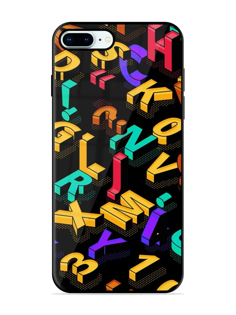 Seamless Pattern With Letters Premium Glass Case for Apple Iphone 8 Plus Zapvi
