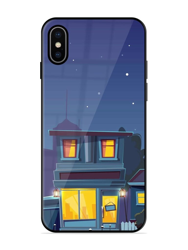 Vector Night House Glossy Metal TPU Case for Apple Iphone X Zapvi