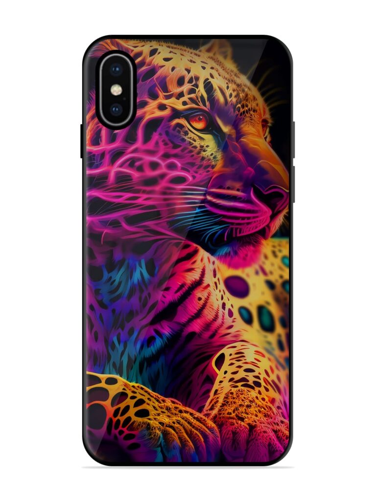 Leopard Art Glossy Metal TPU Case for Apple Iphone X Zapvi