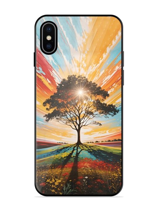 Abstract Tree Colorful Art Premium Glass Case for Apple Iphone X Zapvi