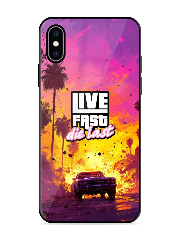 Live Fast Glossy Metal TPU Case for Apple Iphone XS Zapvi