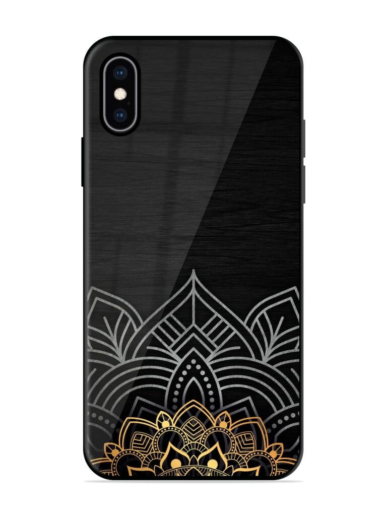 Decorative Golden Pattern Premium Glass Case for Apple Iphone XS Max Zapvi