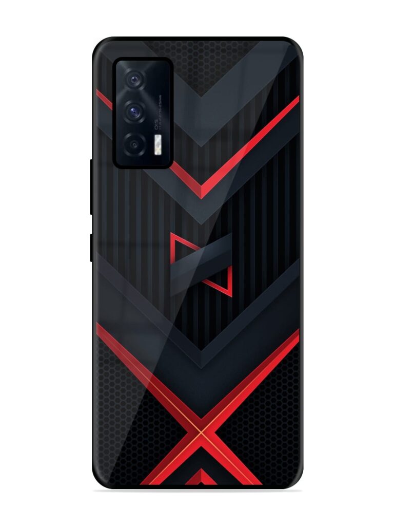 Red Gray Abstract Glossy Metal TPU Case for iQOO 7 (5G) Zapvi