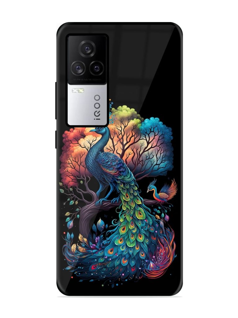 Peacock Tree Art Premium Glass Case for iQOO 7 Legend (5G) Zapvi