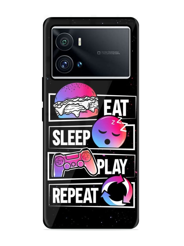 Eat Sleep Play Repeat Premium Glass Case for iQOO 9 Pro Zapvi