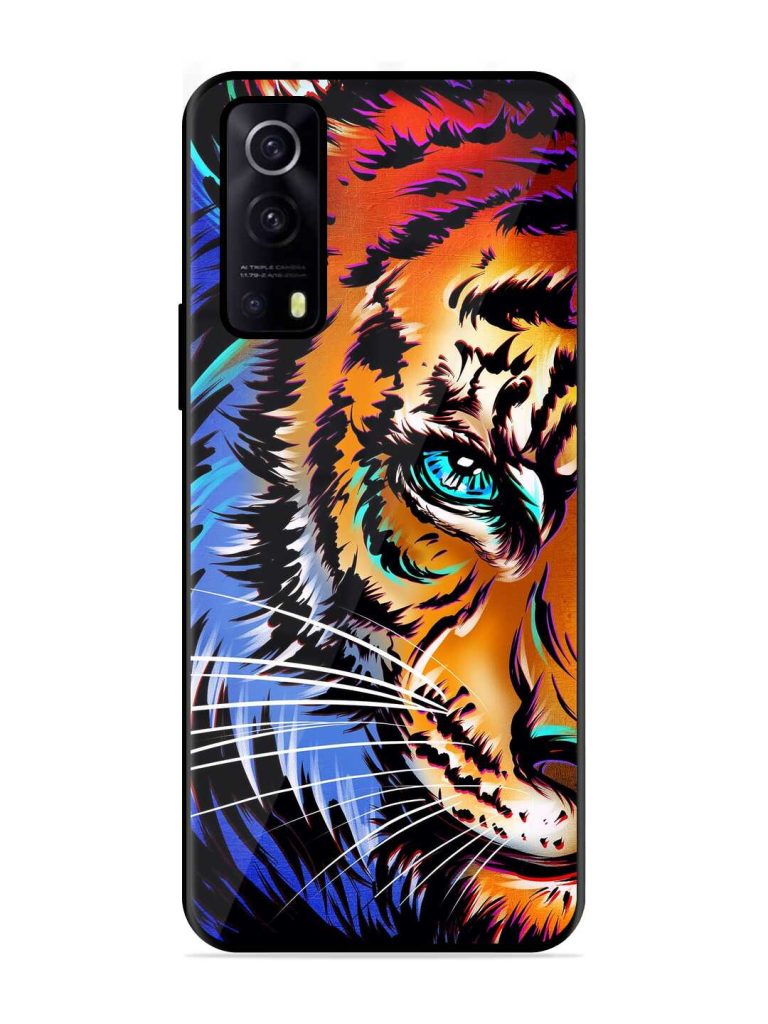 Colorful Lion Art Glossy Metal Phone Cover for iQOO Z3 (5G) Zapvi