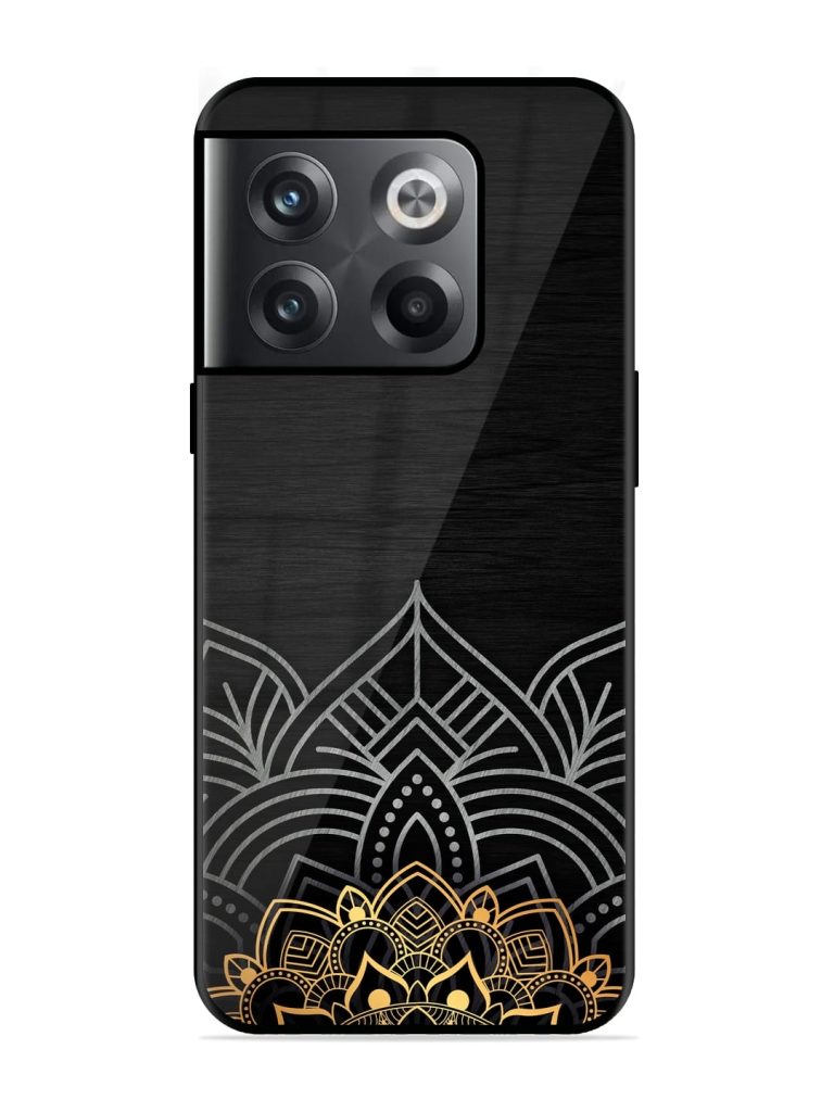 Decorative Golden Pattern Premium Glass Case for OnePlus 10T (5G) Zapvi