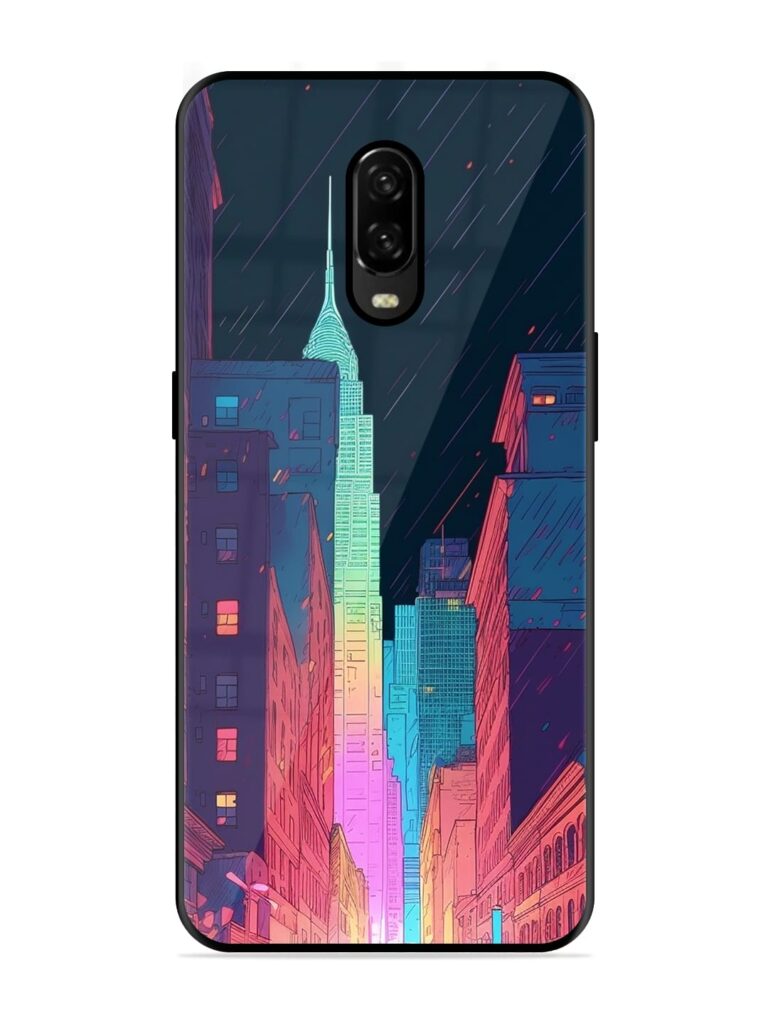 Minimal City Art Glossy Metal Phone Cover for OnePlus 6T Zapvi