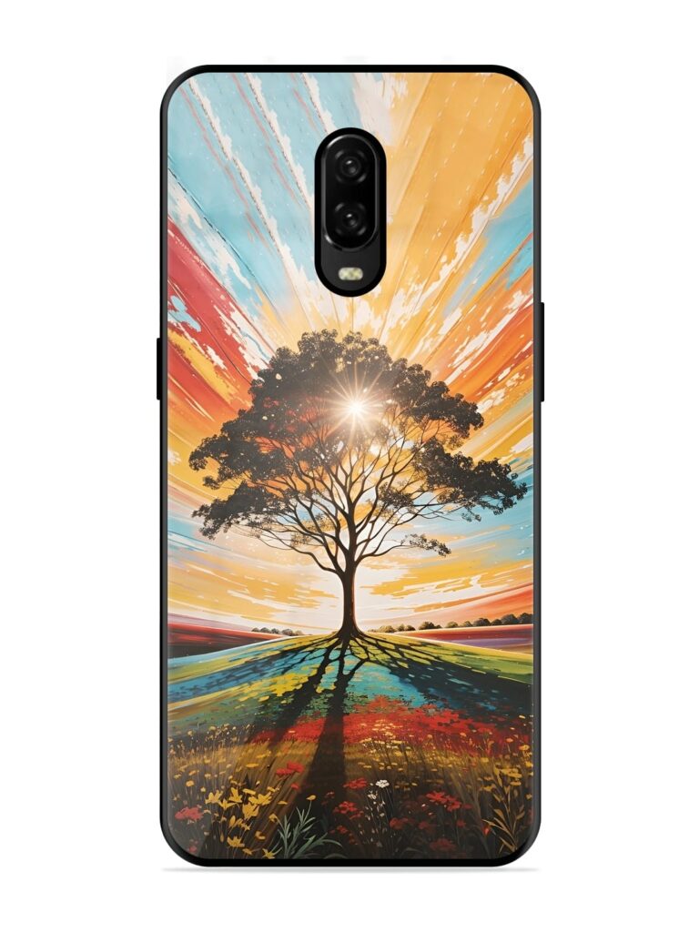 Abstract Tree Colorful Art Glossy Metal Phone Cover for OnePlus 6T Zapvi