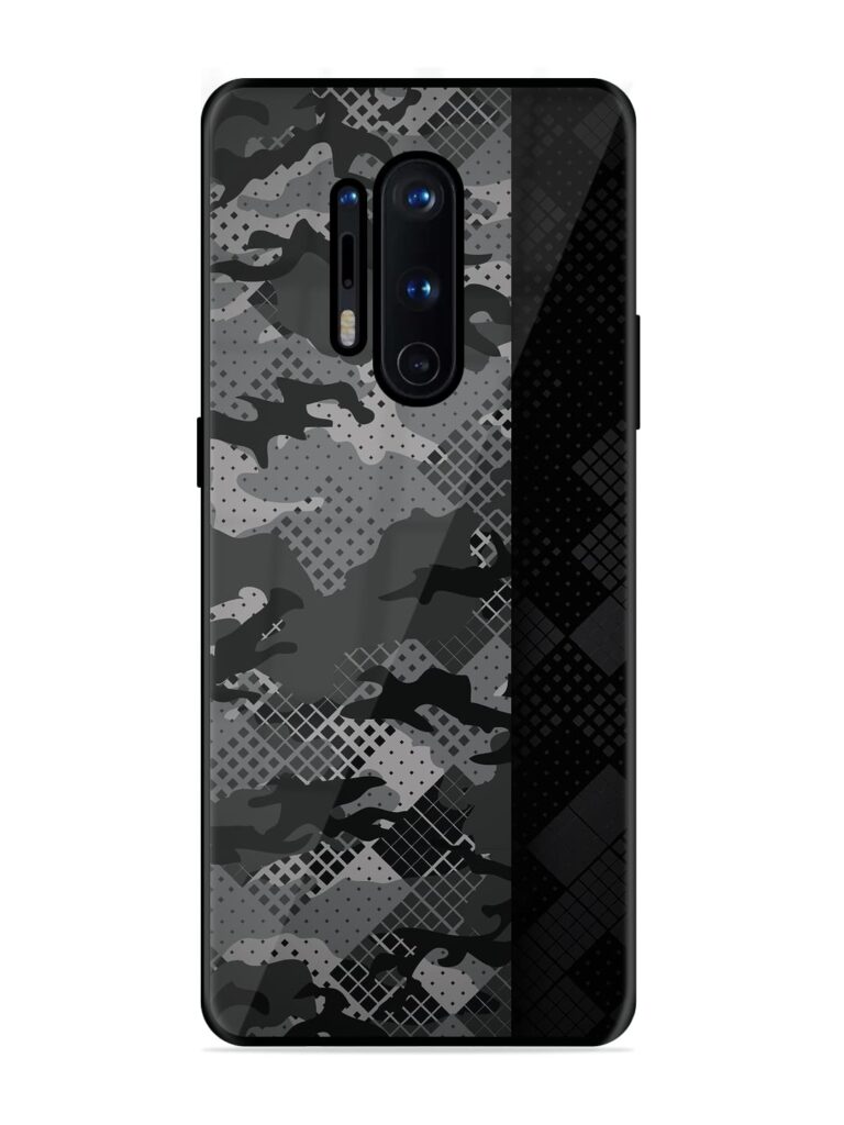 Dark Camouflage Premium Glass Case for OnePlus 8 Pro Zapvi