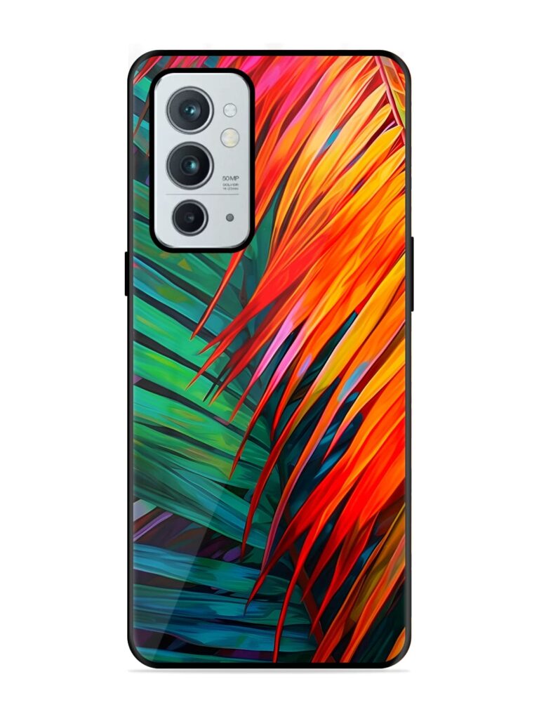 Painted Tropical Leaves Glossy Metal TPU Case for OnePlus 9RT (5G) Zapvi