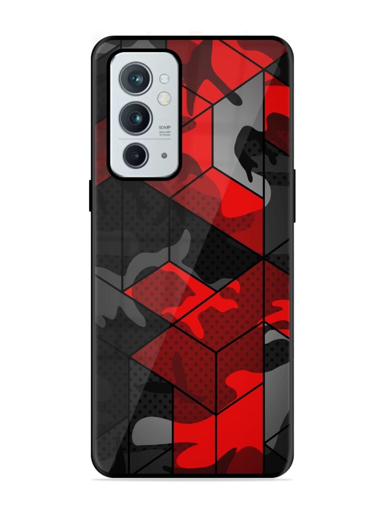 Royal Red Camouflage Pattern Glossy Metal TPU Case for OnePlus 9RT (5G) Zapvi