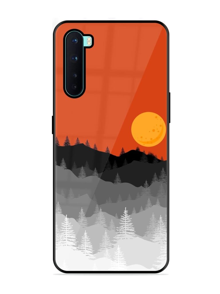 Mountain Lofi Sun Glossy Metal Phone Cover for OnePlus Nord Zapvi