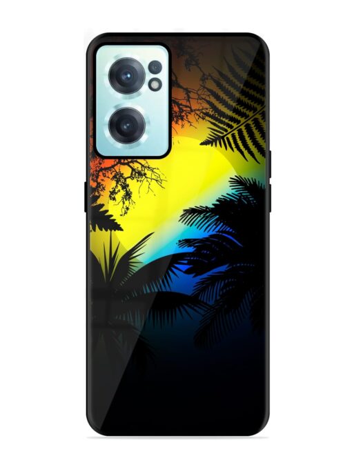 Colorful Sunset With Palm Trees Glossy Metal TPU Case for OnePlus Nord CE 2 (5G) Zapvi