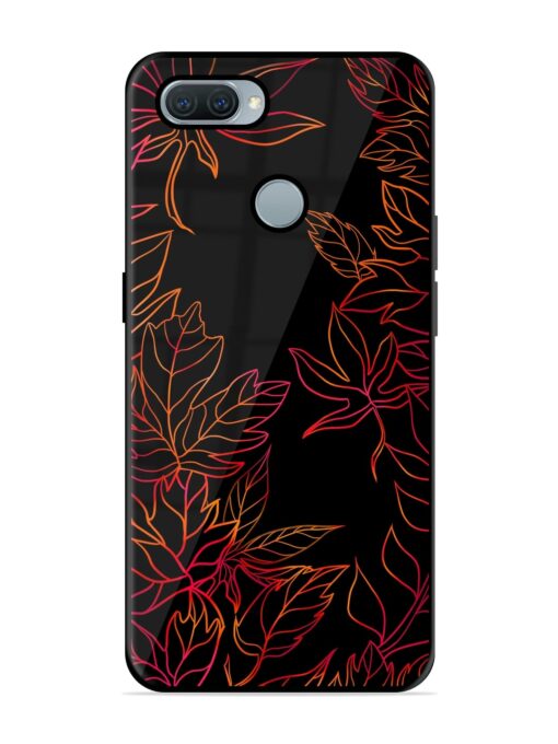 Red Floral Pattern Premium Glass Case for Oppo A12 Zapvi