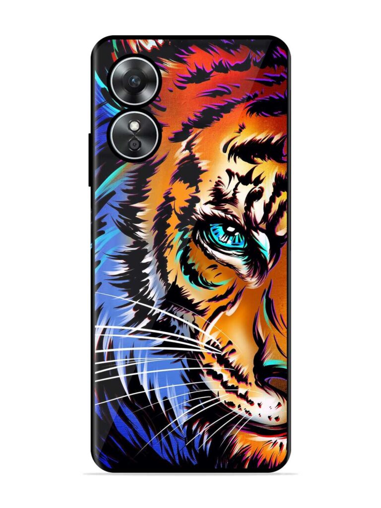 Colorful Lion Art Premium Glass Case for Oppo A17 Zapvi