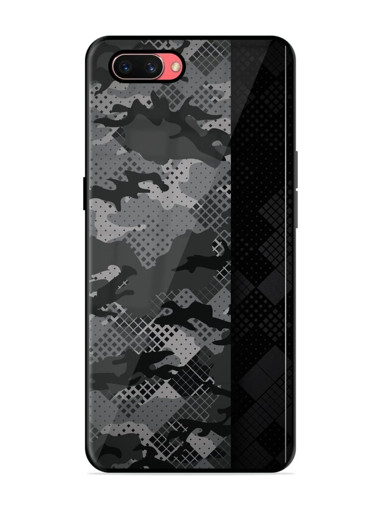 Dark Camouflage Premium Glass Case for Oppo A3S Zapvi