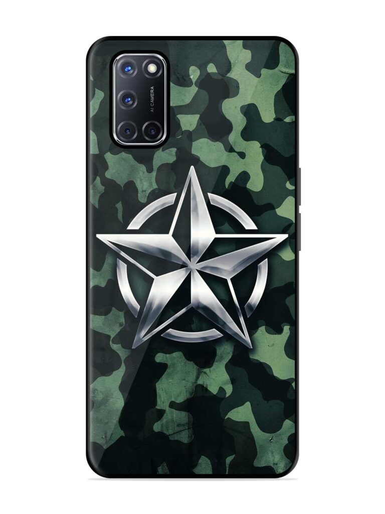 Indian Army Star Design Premium Glass Case for Oppo A52 Zapvi